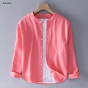 Men's Solid Colour Ban color Shirt  (Pink)