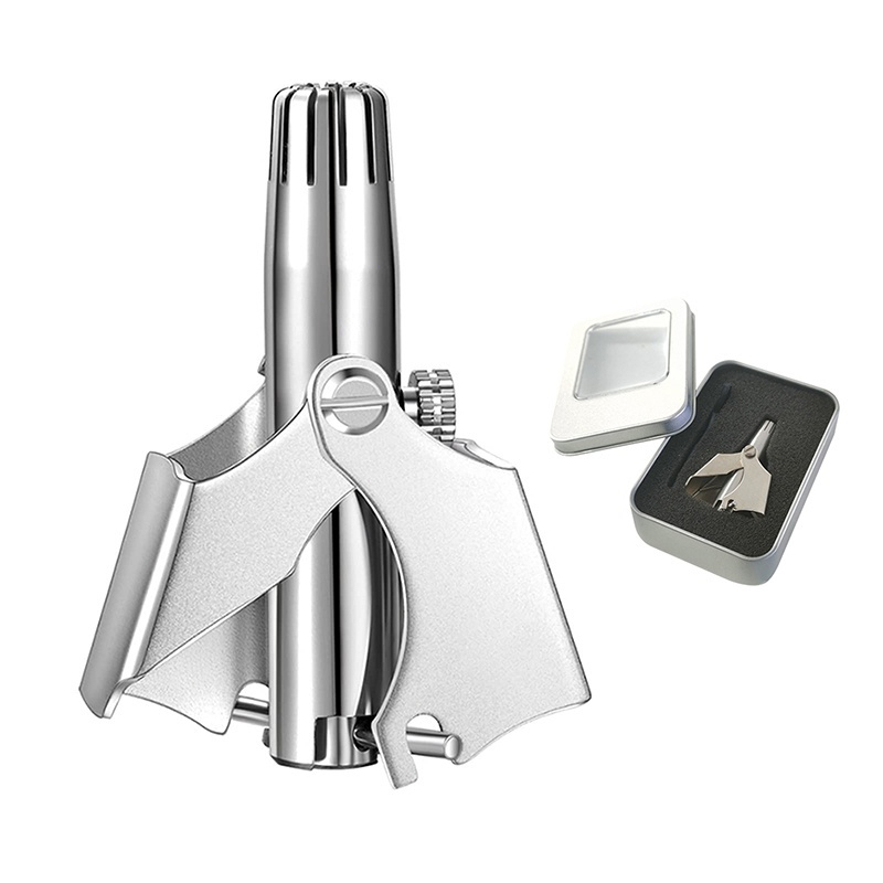 Premium Stainless Steel Manual Nose Hair Trimmer – Painless, Battery-Free, Washable & Portable Ear & Nose Grooming Clipper Tool for Men & Women