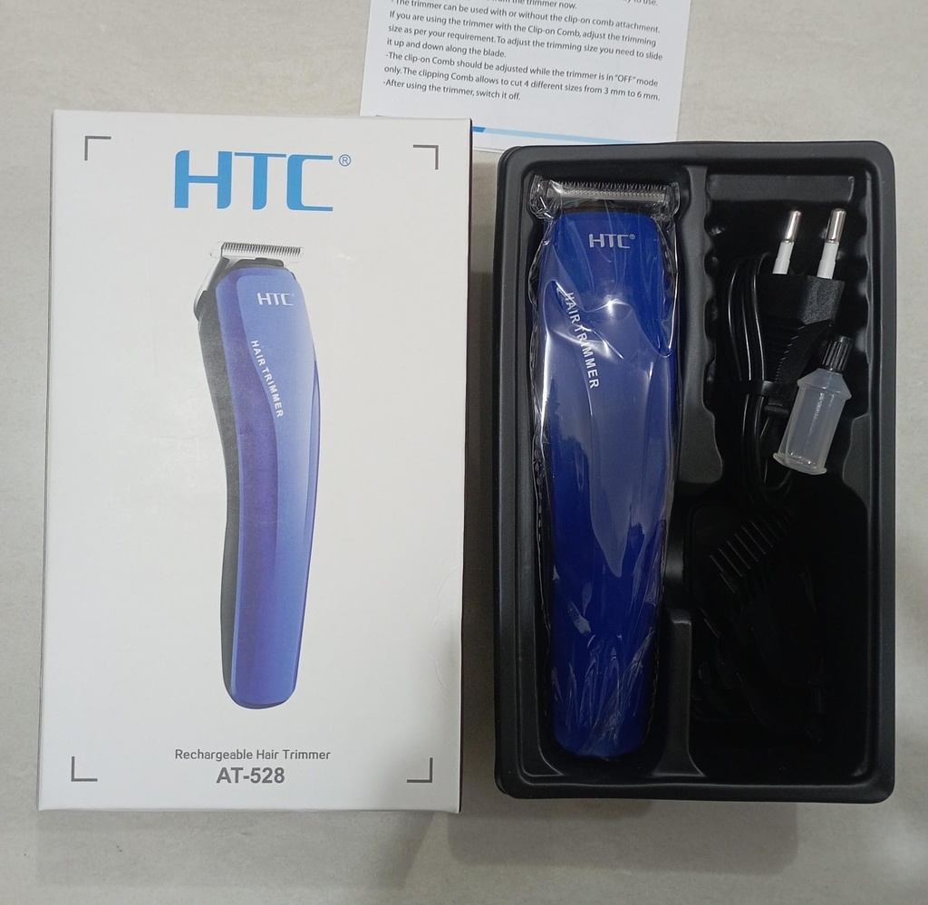 Original HTC AT-528 Professional Rechargeable Hair Clipper & Beard Trimmer for Men | Cordless Stainless Steel Grooming Kit