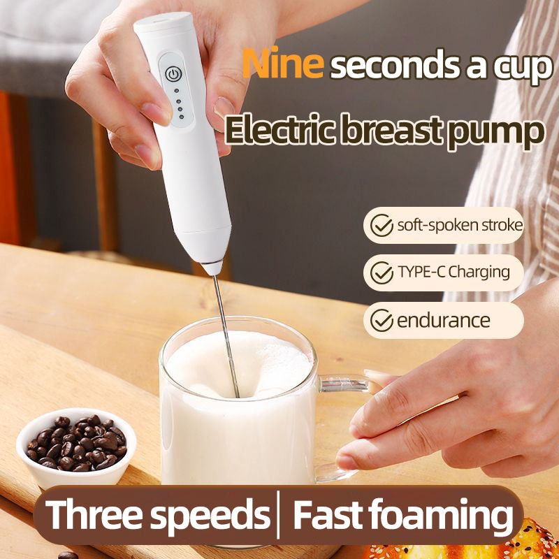 Rechargeable coffee mixer Stainless Steel coffee & Milk Frother Handheld 3-Speed Adjustable