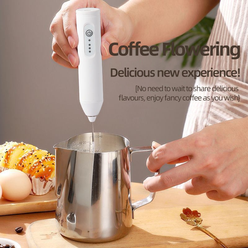Rechargeable coffee mixer Stainless Steel coffee & Milk Frother Handheld 3-Speed Adjustable