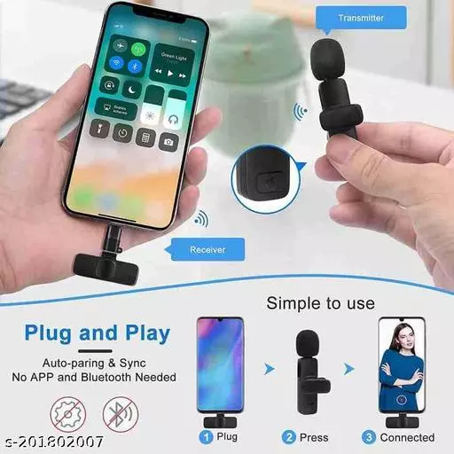 K8 Wireless Microphone for YouTube Vlogging, Video Recording Online Classes with Noise Cancellation Mic Supports (Type  C)