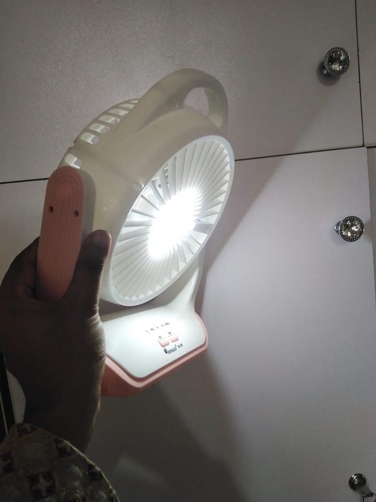 JOYKALY YG-729 Portable Rechargeable LED Light AC/AD Electronic Fan with 6" inches High Speed Blade