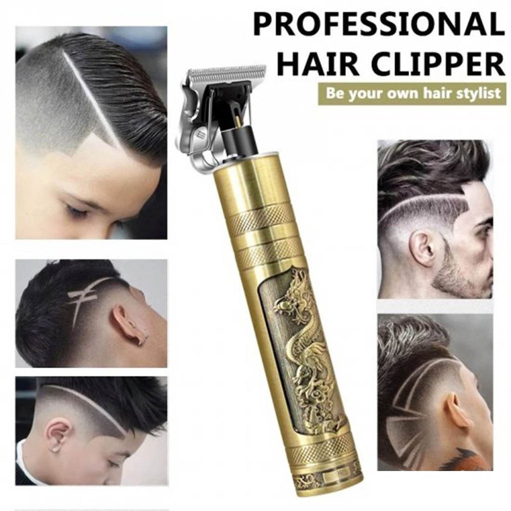 Rechargeable Vintage T9 Hair Clipper & Beard Trimmer | Cordless Stainless Steel Men's Grooming Kit with USB Charging