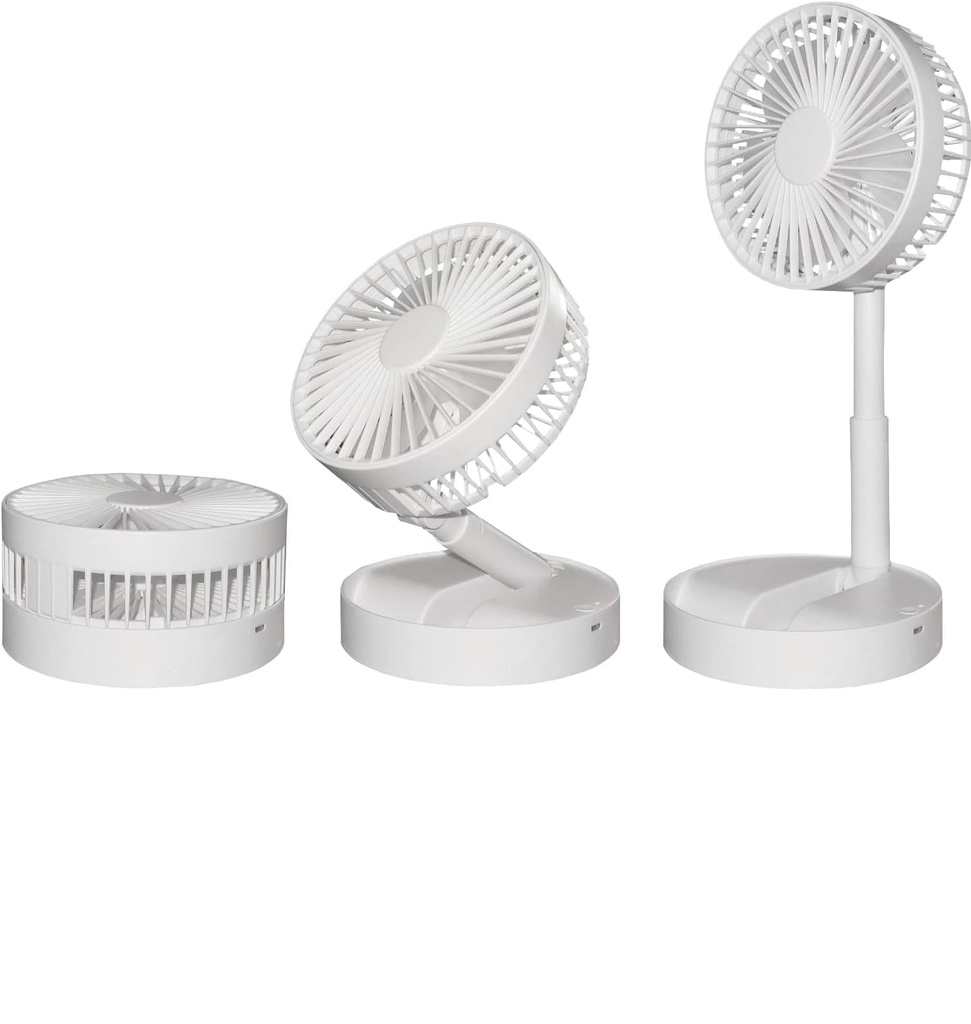 Folding Rechargeable Desk Fan, 3 Speeds Adjustable Height Table Fan with Timer, 2000mAh Rechargeable USB Charging for Home Office Travel