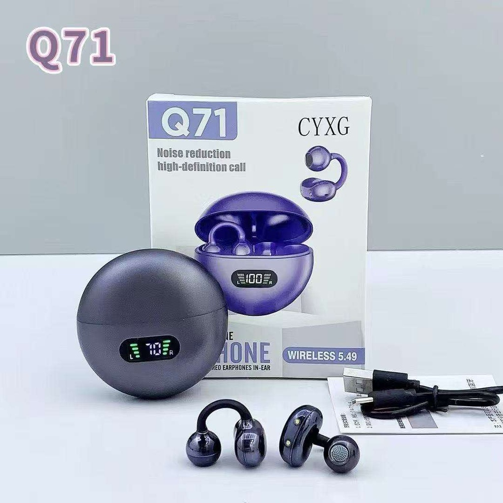 Q71 Wireless Earbuds With Digital Display Ear clip