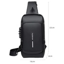 USB charging sport sling Anti-theft shoulder bag (Black)