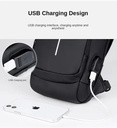 USB charging sport sling Anti-theft shoulder bag (Black)
