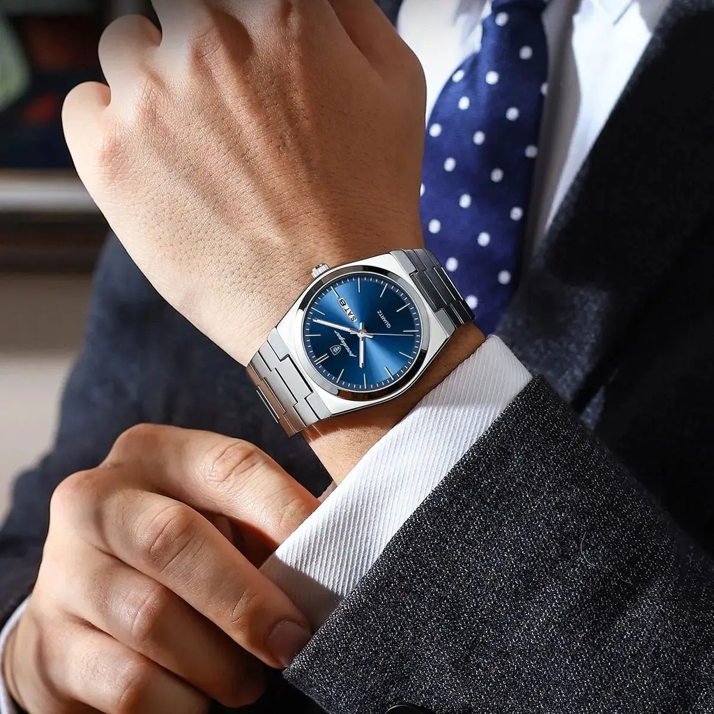 POEDAGAR 930 Men's New Luxury Luminous Date Week Stainless Steel Quartz Watch For Men (Butterfly Lock)
