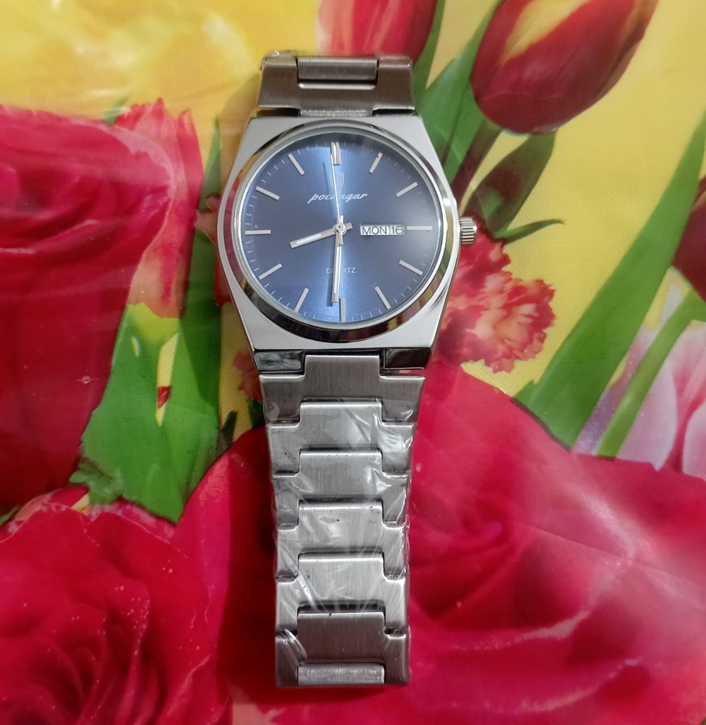 POEDAGAR 930 Men's New Luxury Luminous Date Week Stainless Steel Quartz Watch For Men (Butterfly Lock)