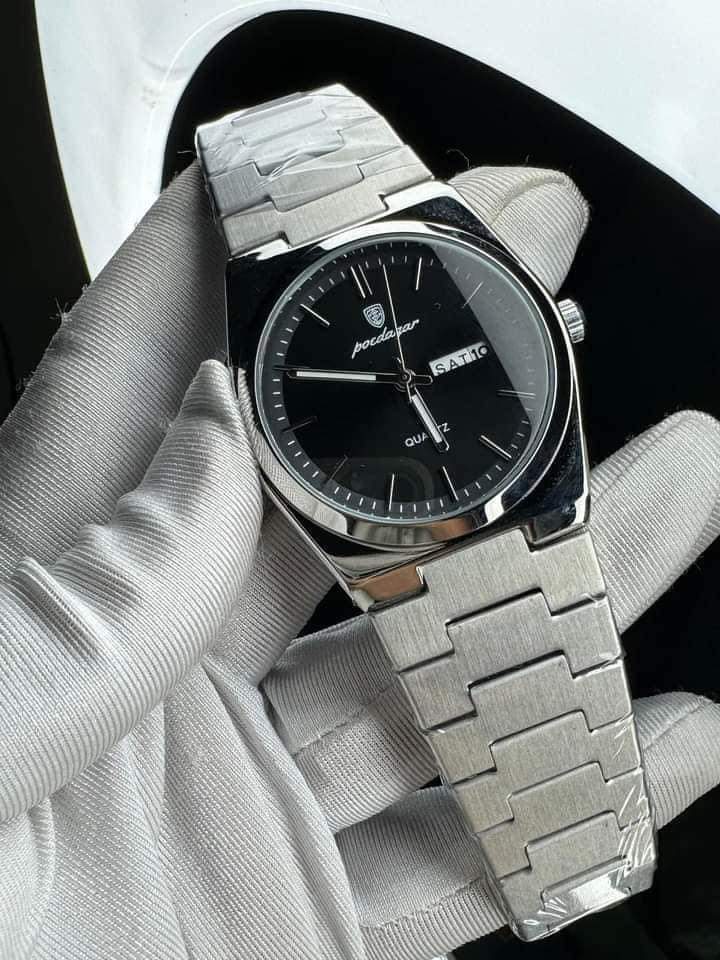 POEDAGAR 930 Men's New Luxury Luminous Date Week Stainless Steel Quartz Watch For Men (Butterfly Lock)