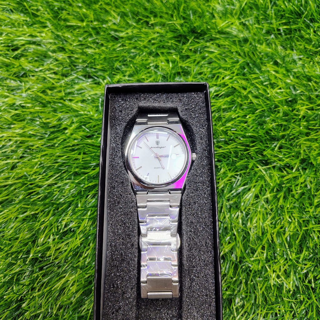 POEDAGAR 930 Men's New Luxury Luminous Date Week Stainless Steel Quartz Watch For Men (Butterfly Lock)