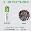 [Original] USB Type-C Fast Charging Rechargeable Battery AA  1.5V (4 piece Battery)