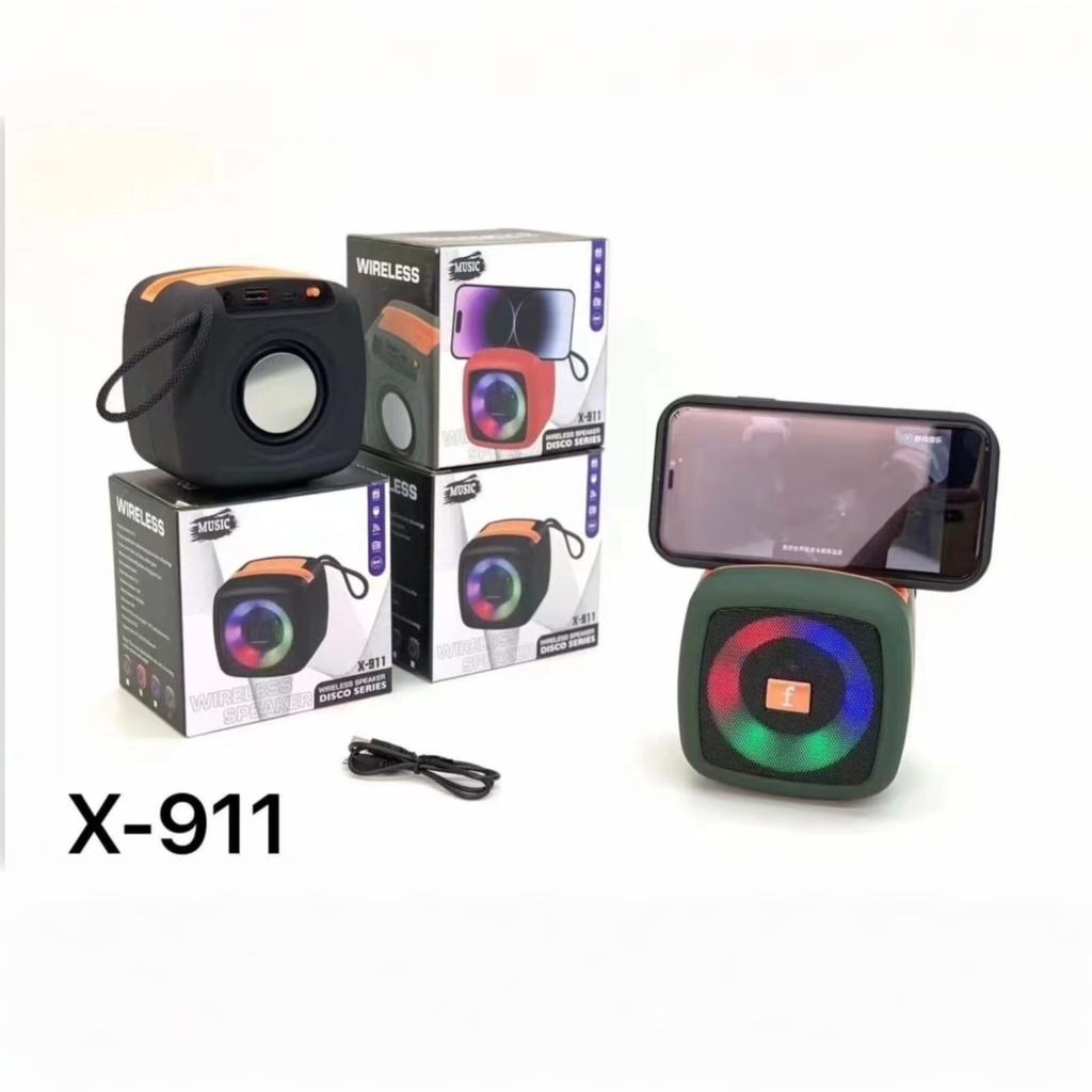 X-911 Wireless Portable Mini Speaker with Bluetooth FM Radio TF Memory Card Reader and USB Pen Drive