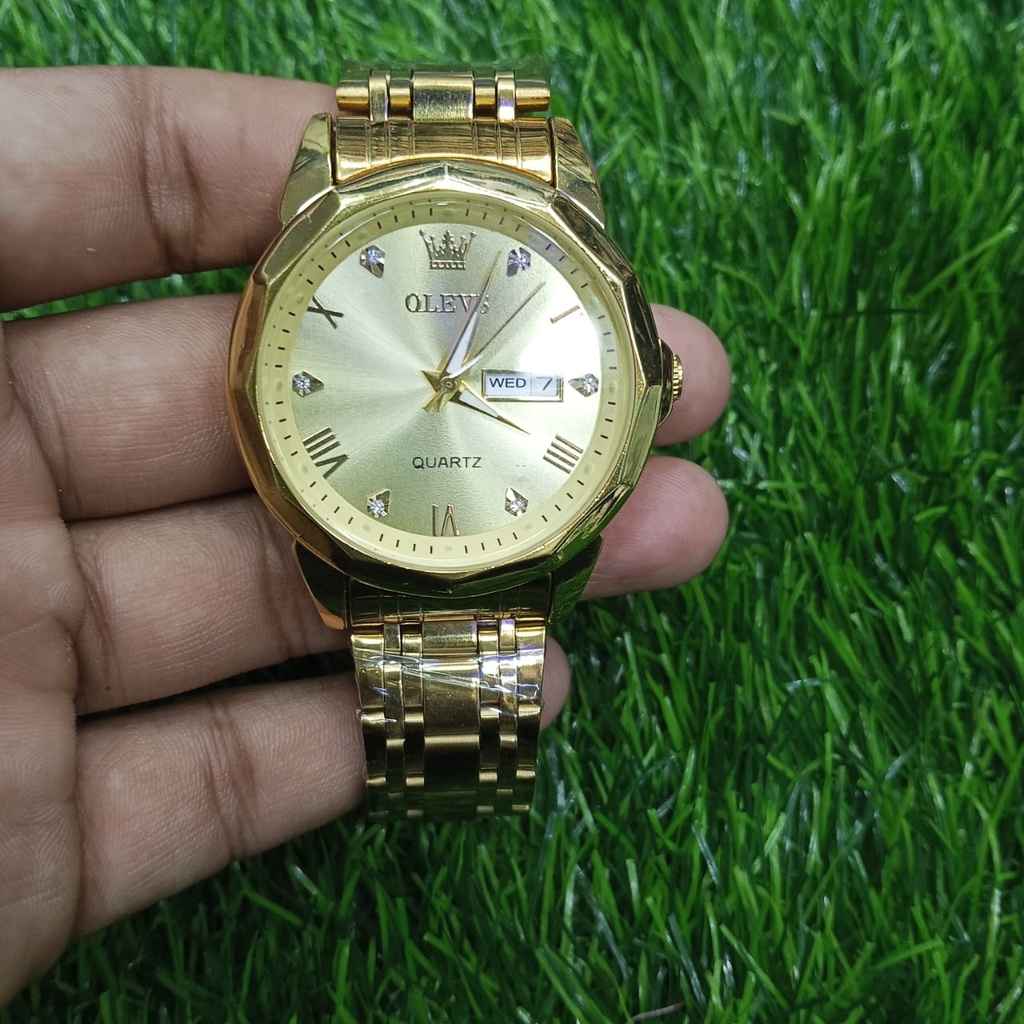 Olevs  Stainless Steel fashionable  Couple watches Full Golden