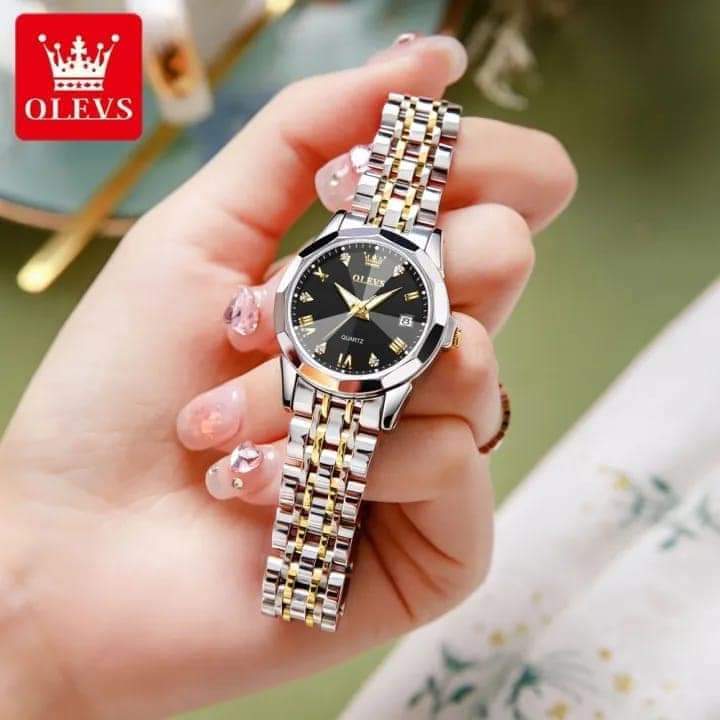 OLEVS Watch for Women Branded Stainless steel Elegant Luminous Ladies Watches 9931  Black Dail