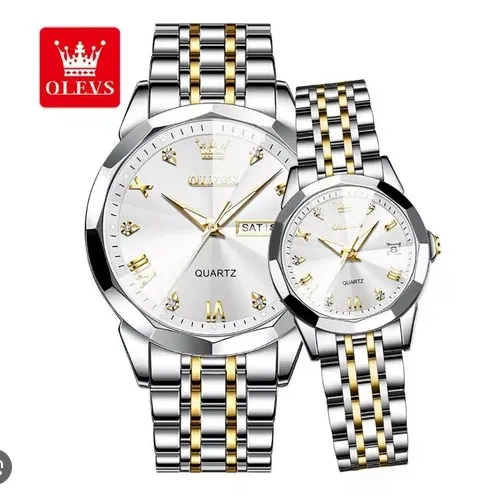 Olevs  Stainless Steel fashionable  Couple watches Silver