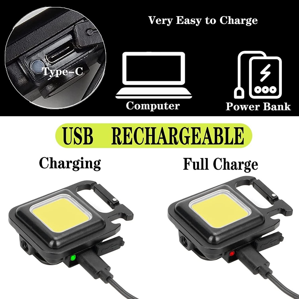 Multi-functional Outdoor Keychain Light with 800Lm COB and 3 Lighting Modes, for Camping, Hiking and Emergencies