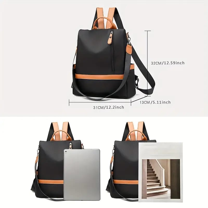 Women Large Capacity Outdoor Tote Bag ( Orrange/ black)