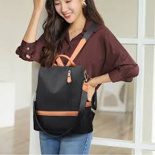 Women Large Capacity Outdoor Tote Bag ( Orrange/ black)