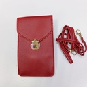 Women's PU Leather Phone Holder With Neck Strap Wallets Touch Screen Bags(Red)