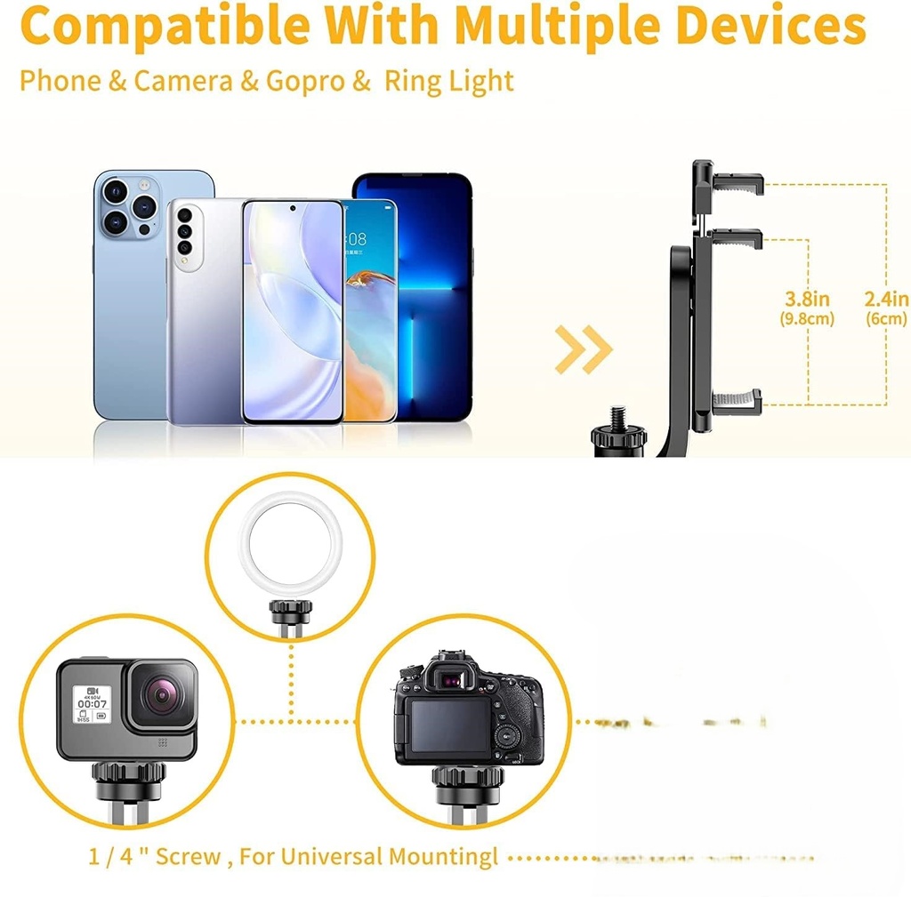 K-28 Long Video Stand Cum Selfie Stick Tripod with Remote - 360° Rotation Phone Stand with Wireless Remote Control,  with light