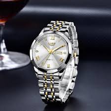 Butter Fly Lock OLEVS 9931G New Exclusive Design Quartz Watch for Men Silver