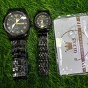 Butter  Fly Lock Olievs  Stainless Steel fashionable  Couple watches +1pcs chain cutter+ 2 pcs battery Full Black