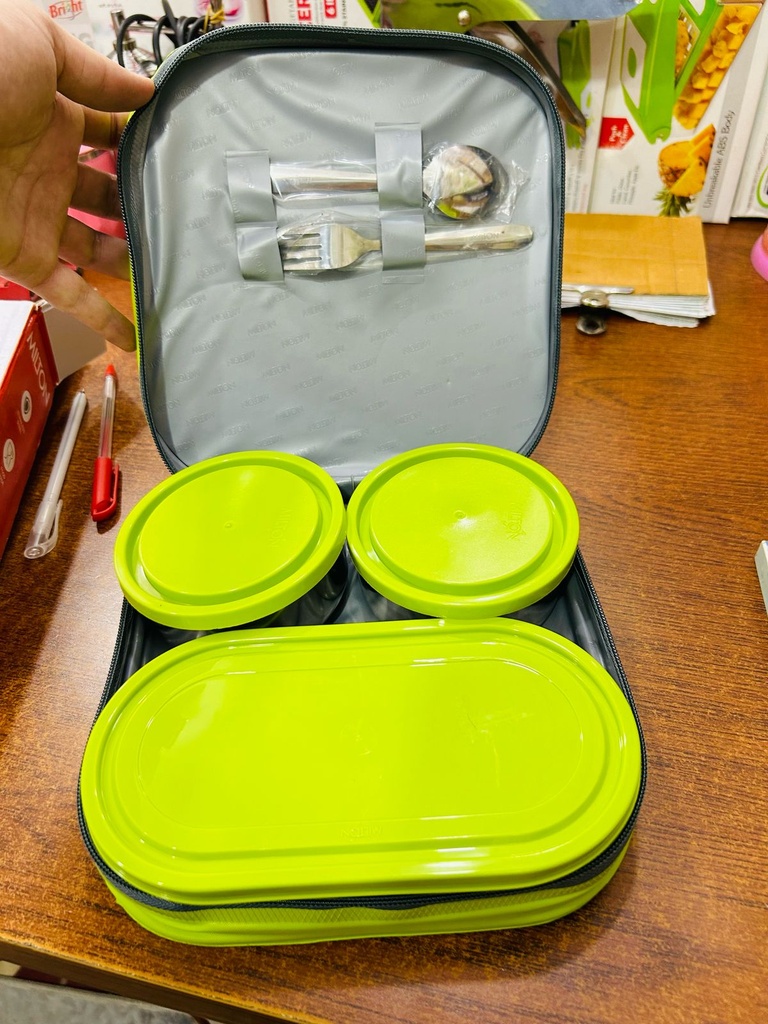 Lunch Box 2 Steel & 1 Microwave Safe Plastik Box
