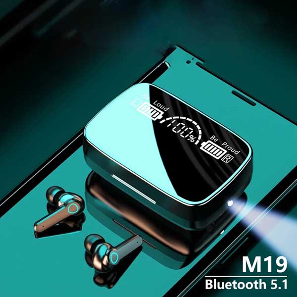 M19 Earphone Bluetooth Wireless Headphones with Microphone Low Latency.