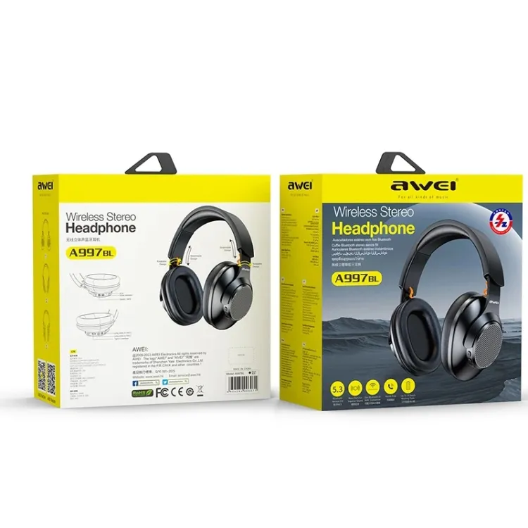 Awei A997BL Wireless Headphones Bluetooth Earphones Foldable Gaming Headset Sport Headphone with Mic Music Earbuds 300mAh