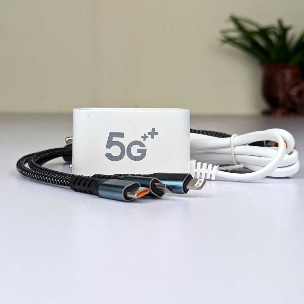6-in-1 Charging Solution: 6U Multi-Port Charger with 3-in-1 Fast Cable