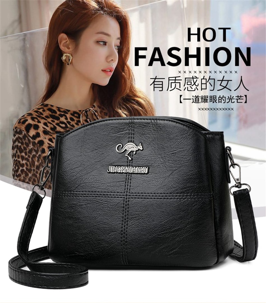 3 Layers Luxury Messenger Crossbody Bags black