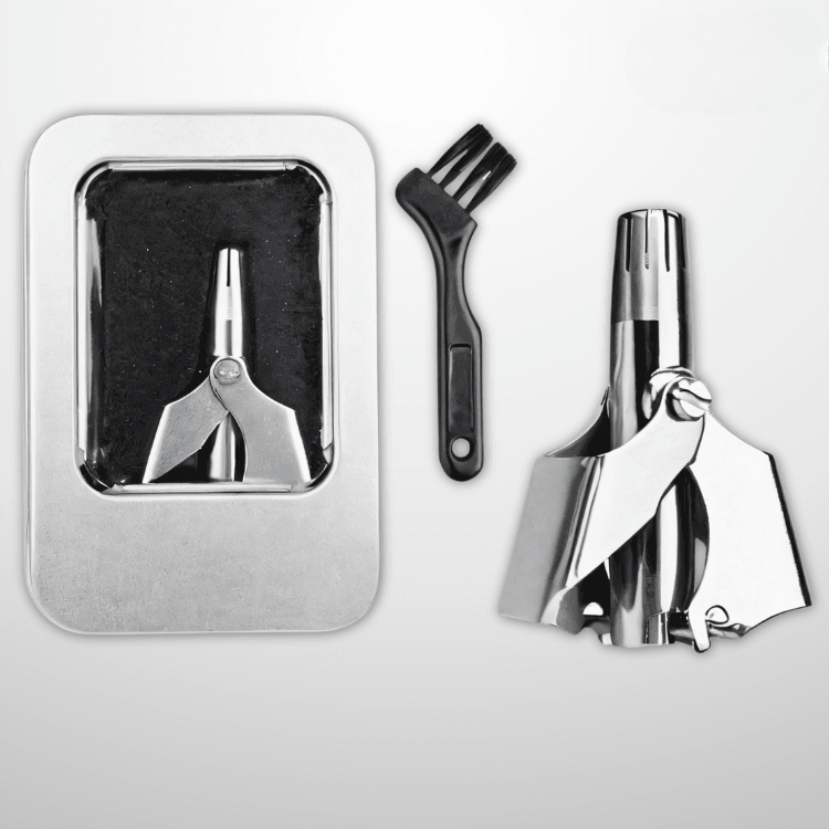 Premium Stainless Steel Manual Nose Hair Trimmer – Painless, Battery-Free, Washable & Portable Ear & Nose Grooming Clipper Tool for Men & Women