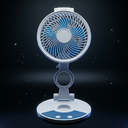 ZT rechargeable folding desktop fan with an integrated LED light