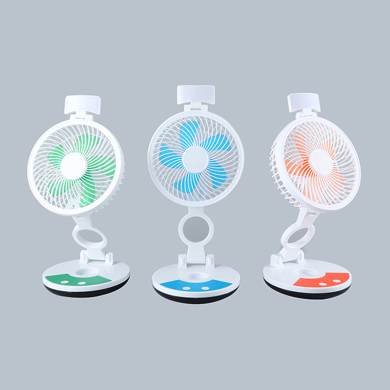 ZT rechargeable folding desktop fan with an integrated LED light