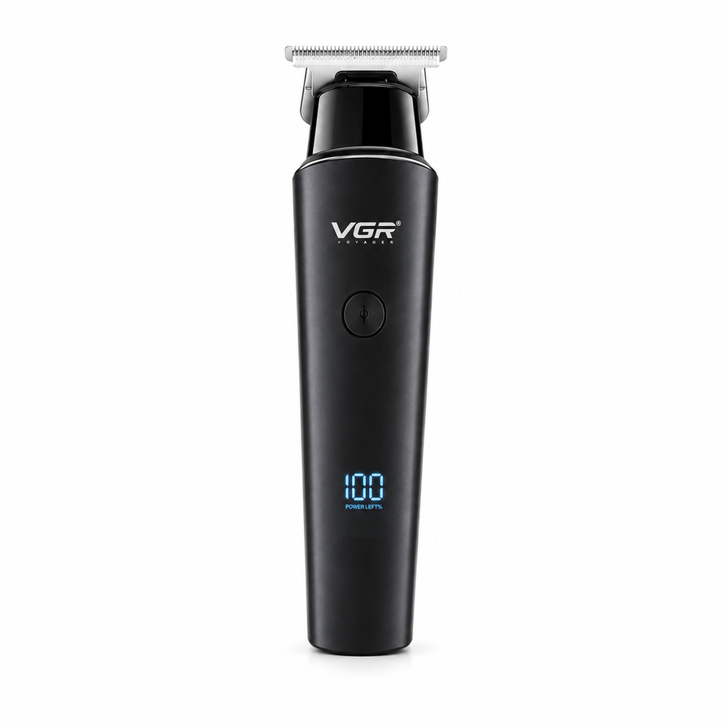 VGR V-937 Professional Cordless Hair & Beard Trimmer for Men – LCD Display, 500 Min Runtime, 2000mAh Battery, Zero Gap Stainless Steel Blade (Black)