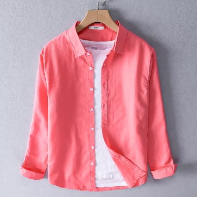 Men's Solid Colour Color Shirt (Deep pink)