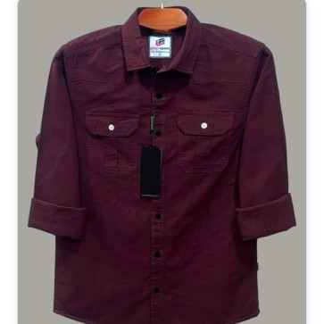 Double Pocket  shirt for men (maroon)