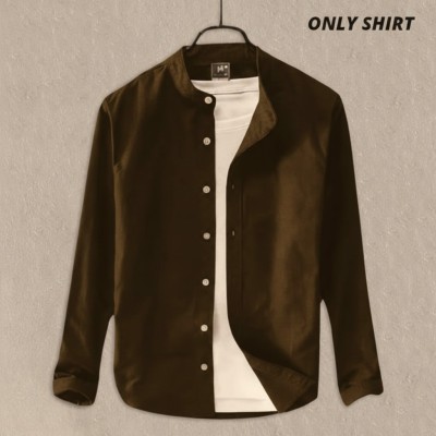Men's Solid Colour  Ban color Shirt  ( deep Sepia )