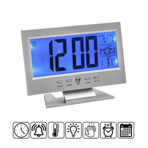 Digital LCD Clock with Calendar, Temperature Sensor, Alarm for Table and Study Desk
