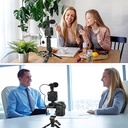 Video -Making Tripod Kit For Live Broadcast 3 In 1 With Microphone, Led Light, Mini Stand & Remote Control, Vloging Kit