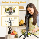 K-28 Long Video Stand Cum Selfie Stick Tripod with Remote - 360° Rotation Phone Stand with Wireless Remote Control,  with light