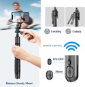 K-28 Long Video Stand Cum Selfie Stick Tripod with Remote - 360° Rotation Phone Stand with Wireless Remote Control,  with light