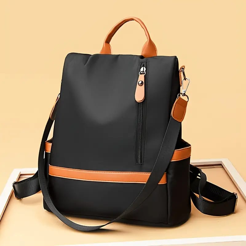 [7077] Women Large Capacity Outdoor Tote Bag ( Orrange/ black)