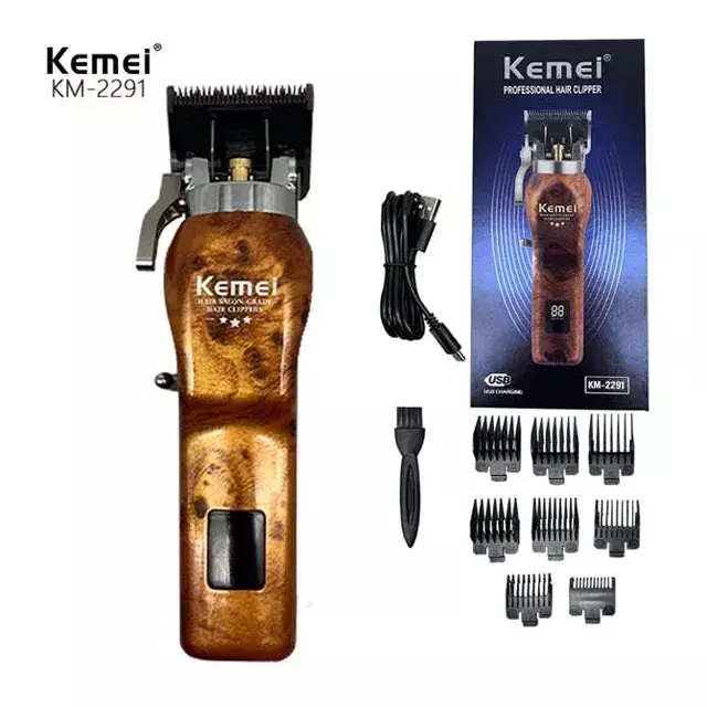 Original Kemei KM-2291 Professional Hair Clipper & Trimmer for Men | 2500mAh Battery, 350 Min Runtime, LED Display & USB Type-C Rechargeable Grooming Kit