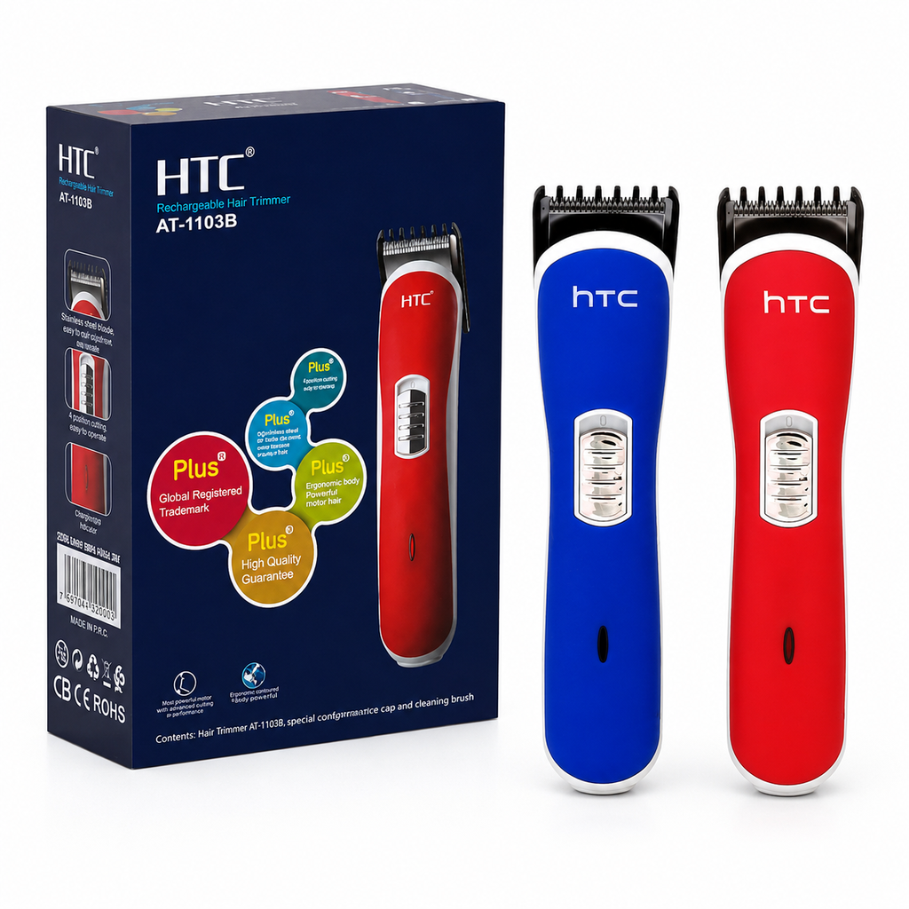 [8560] Original HTC AT-1103B Cordless Electric Hair & Beard Trimmer | Battery Powered Unisex Grooming Kit for All Hair Types