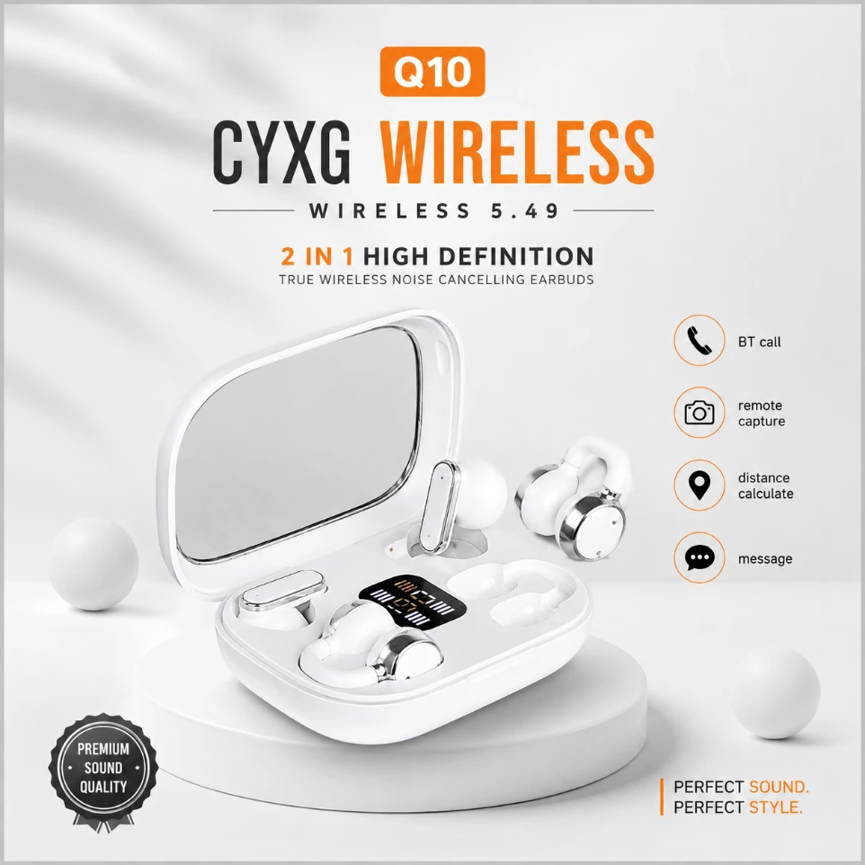 Q10 HiFi Stereo Sports Noise Reduction Earbuds (Two Pairs) (Black)