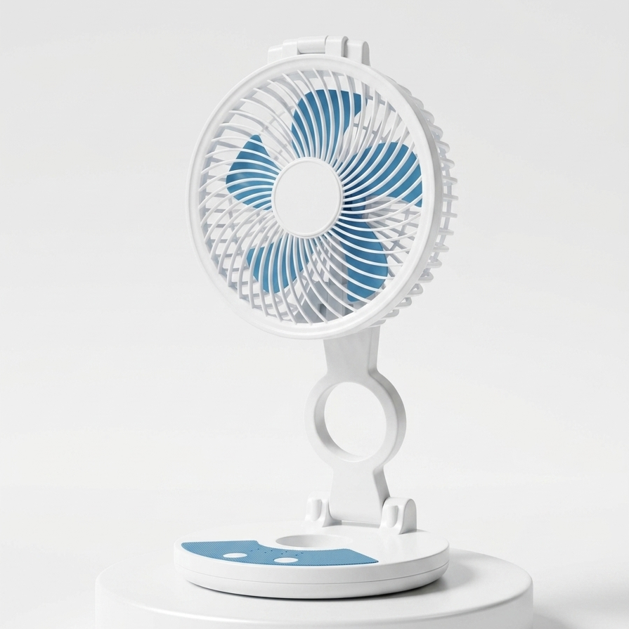 [3076] ZT rechargeable folding desktop fan with an integrated LED light