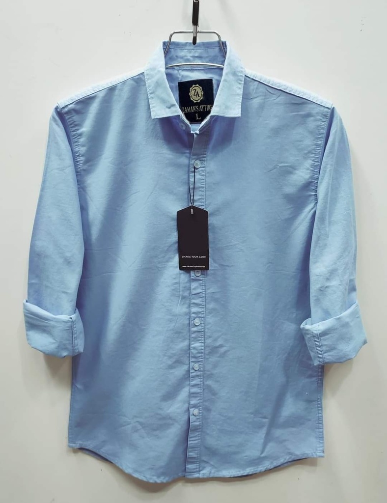 [3113] Men's Solid Colour Cotton Shirt (Sky)